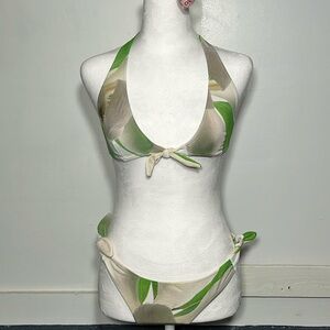 Aaron Chang Bikini sample piece one of a kind reversible green flora tan